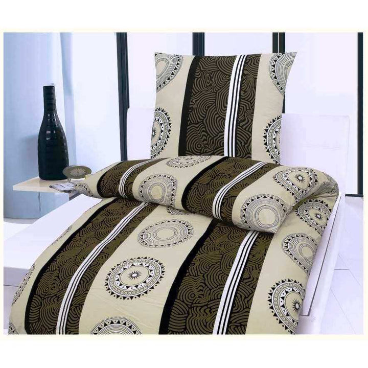 Sonderposten Microfaser Bettwäsche Ornamente Schwarz Beige Grau Inka 135x200 cm