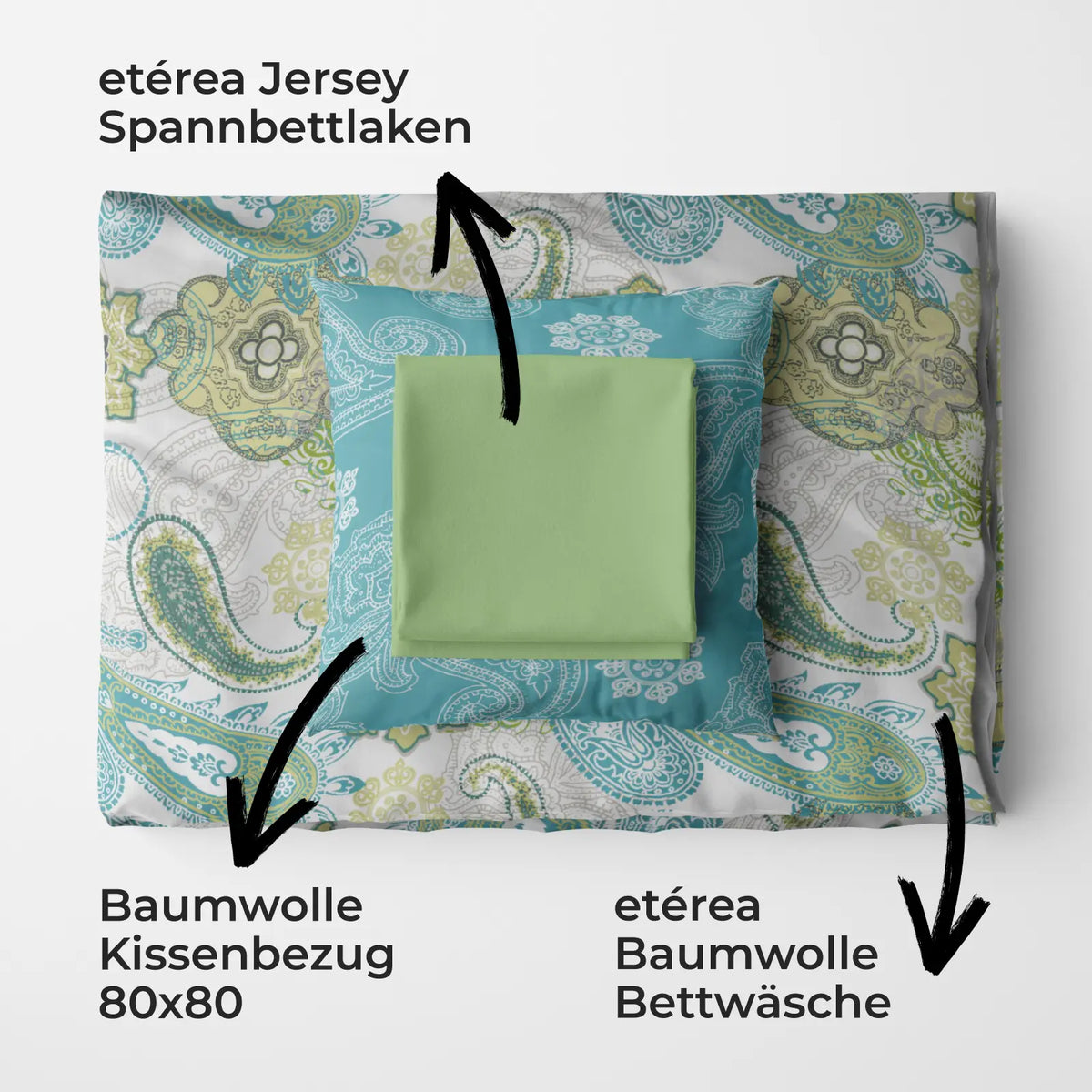 etérea Premium Mako-Satin Bundle Florina Grün