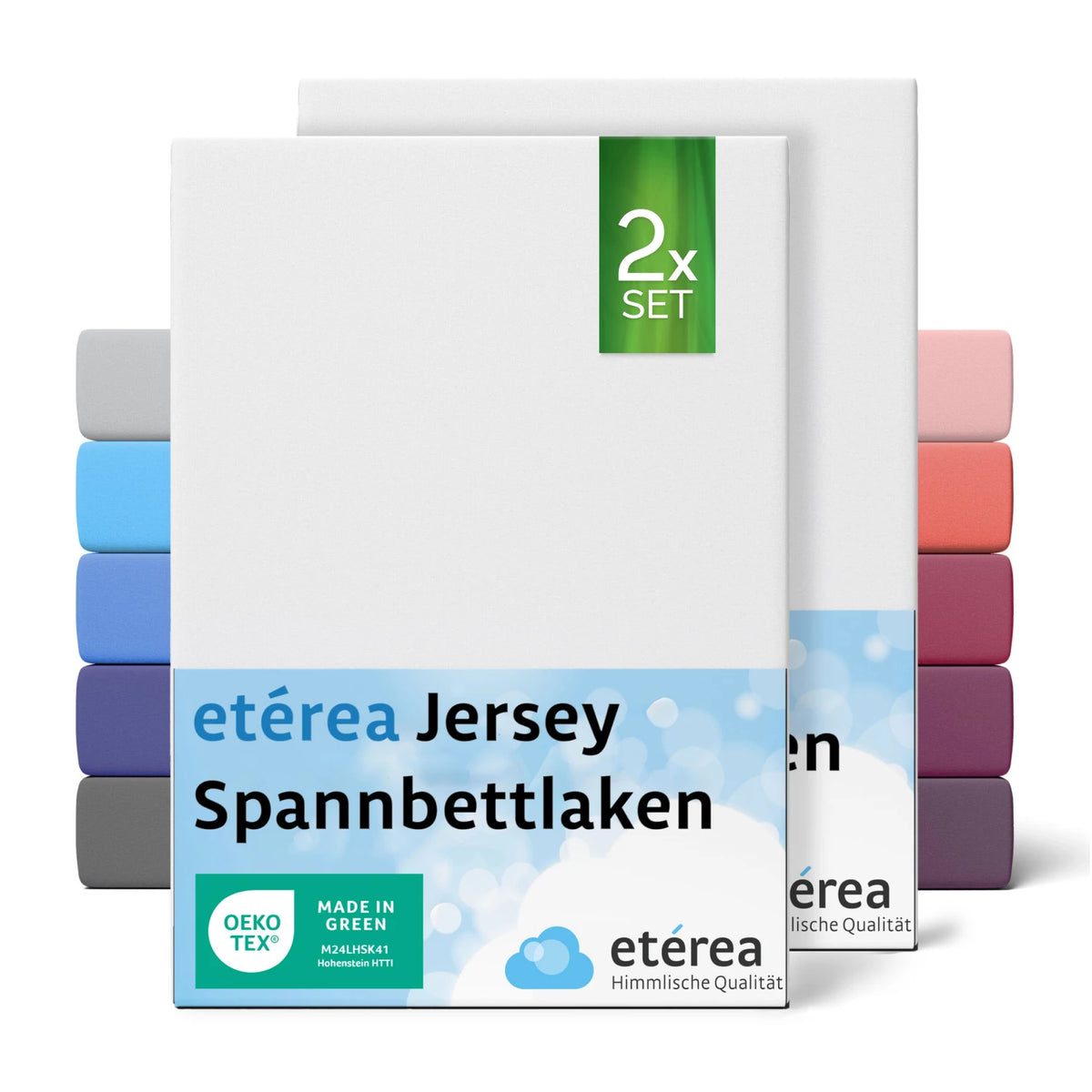 etérea 2 Stück Comfort Jersey Spannbettlaken 200x220 cm