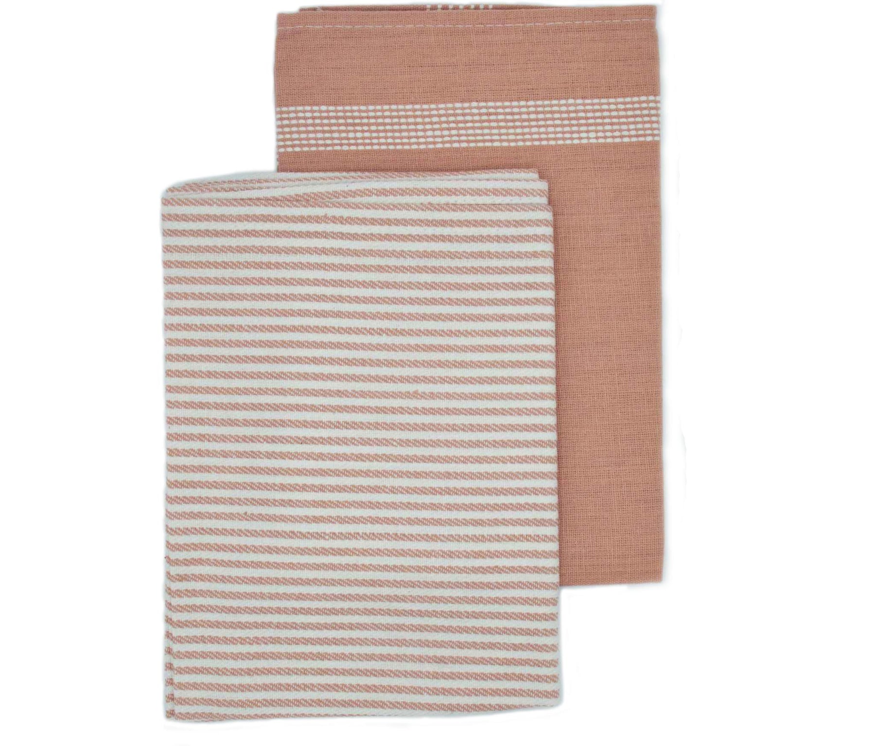 Sterzbachs 2er Set Geschirrtücher Baumwolle Design Streifen Uni 240 GSM 50x70 cm Rosa