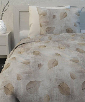 HNL Flanell Bettwäsche Blätter Noor Nature Beige 135x200 cm + 80x80 cm